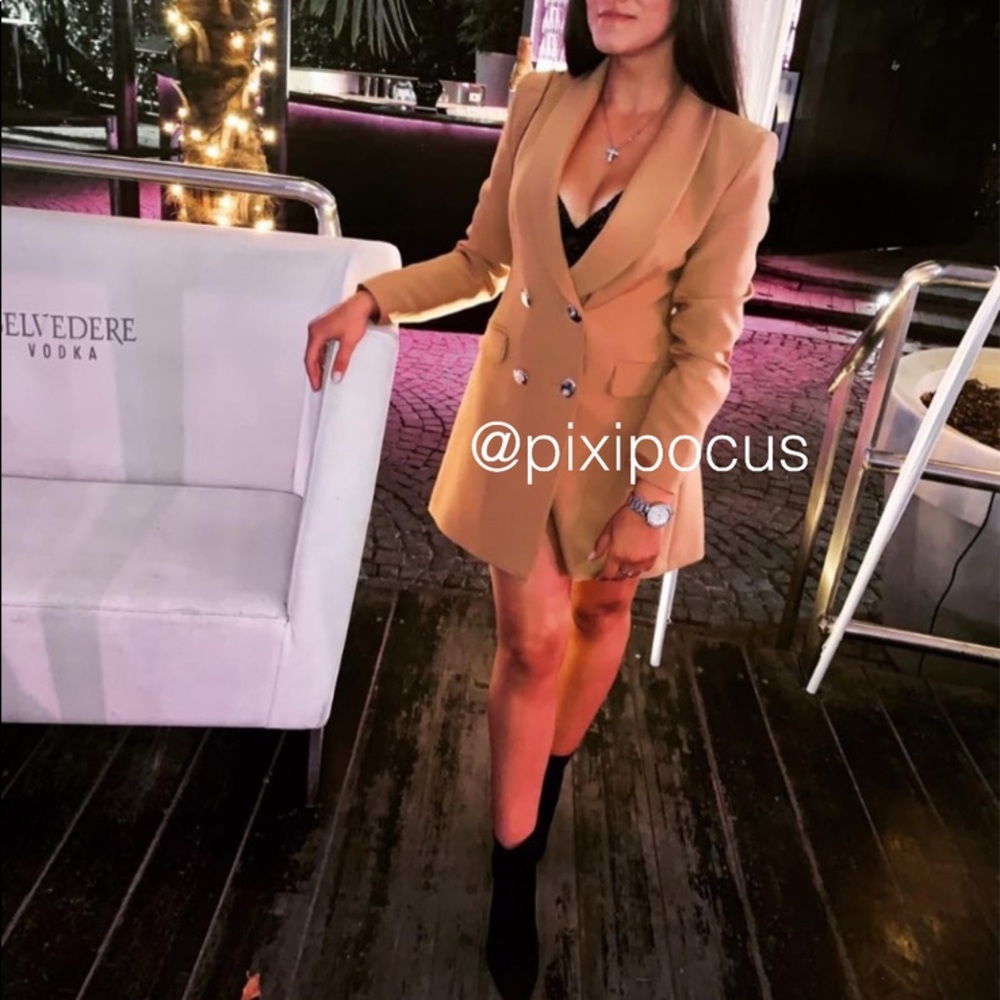 NWT Zara Double Breasted Frock Blazer Coat Camel - Picture 10 of 16